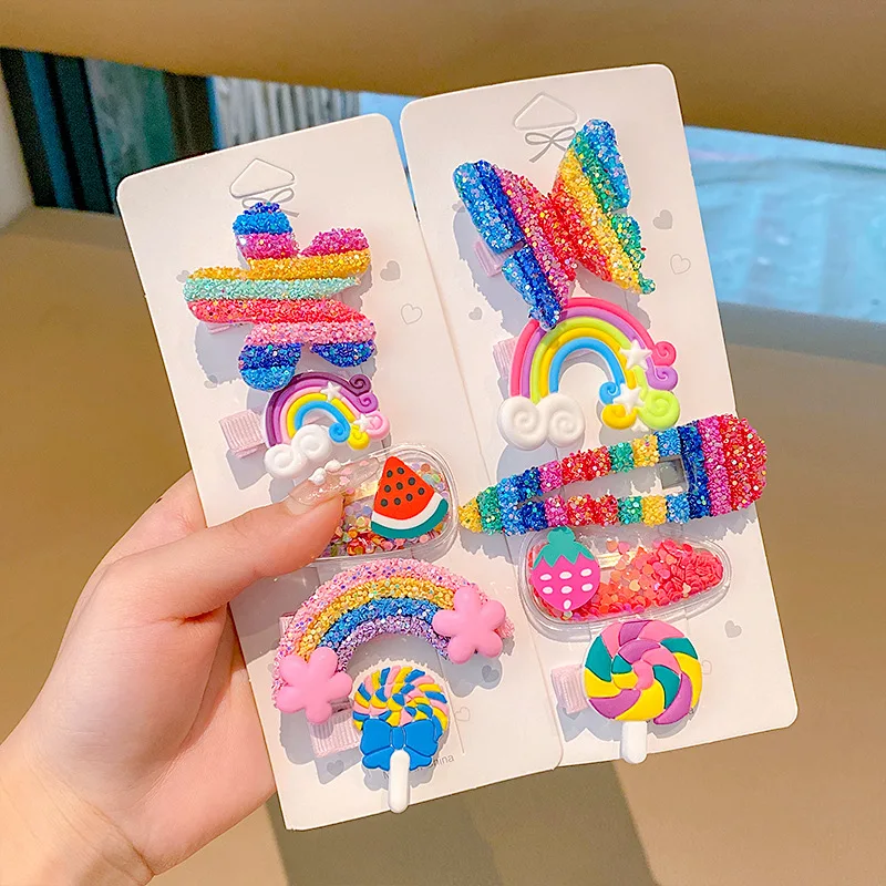 

Детская заколка для волос с радужным клубничным цветком, милый мультяшный головной убор для девочек, детская заколка для волос, украшение д...