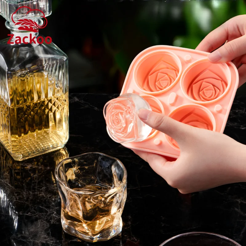 Zackoo 4/6 отверстие 3D большая Роза силиконовая форма для льда сделай сам цветов