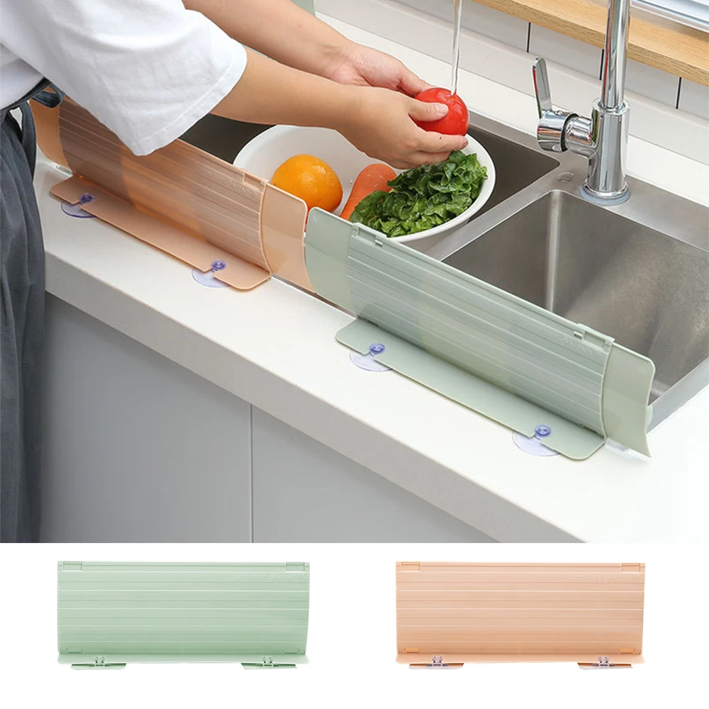 

Retractable Sink Splash Proof Guard Dish Washing Baffle Board with Suction Cups Fender Easy to Clean PP Kitchen SCVD889