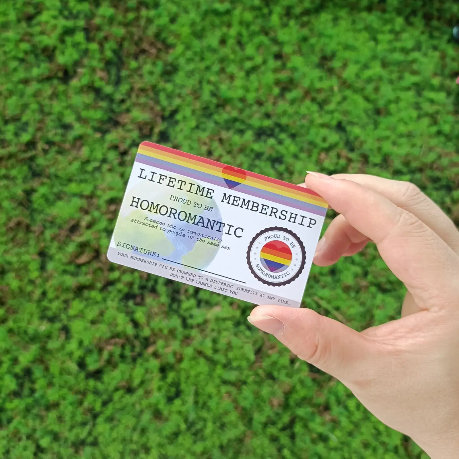 

HOMOROMANTIC ЛГБТ + удостоверение личности-гей гордости-пожизненная карта участника-идеальный Радужный подарок для сообщества