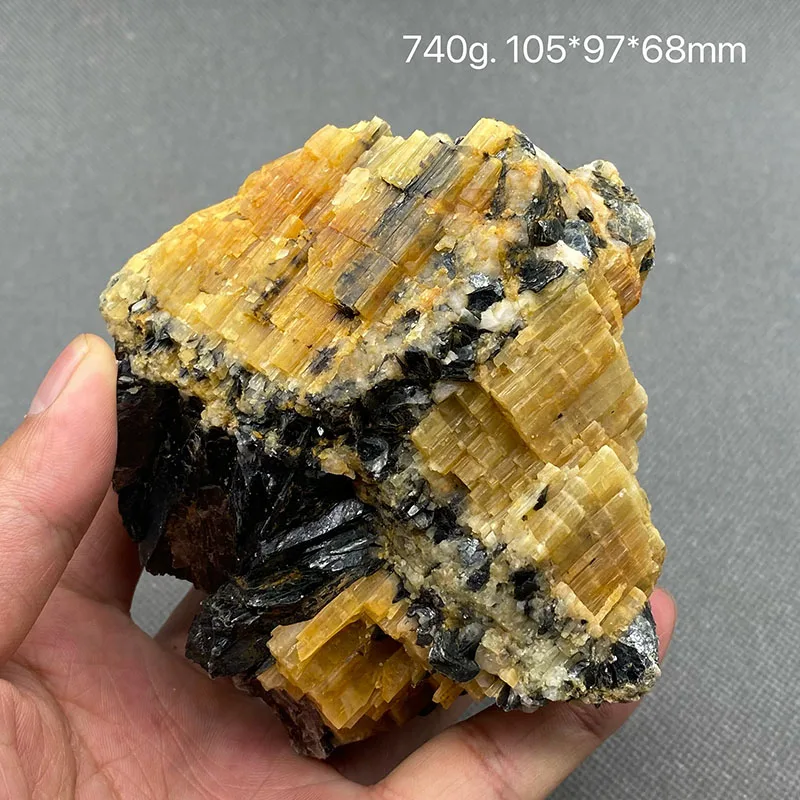 

100% natural yellow tourmaline and black mica rough healed crystal quartz ore specimen