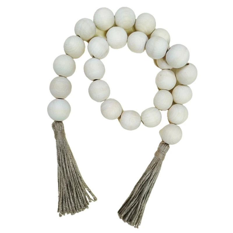 

Деревянная гирлянда из бусин 51in с кисточками для деревенского фермерского декора, подарок