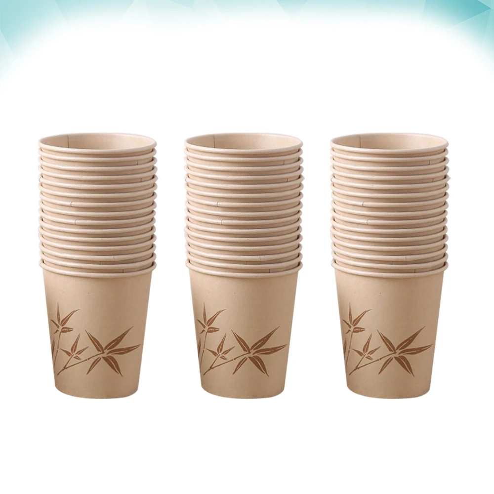 

50pcs Disposable Cup Decorative Bamboo Fiber Paper Cups Coffee Tea milk Party Tableware for Birthday Wedding Festival