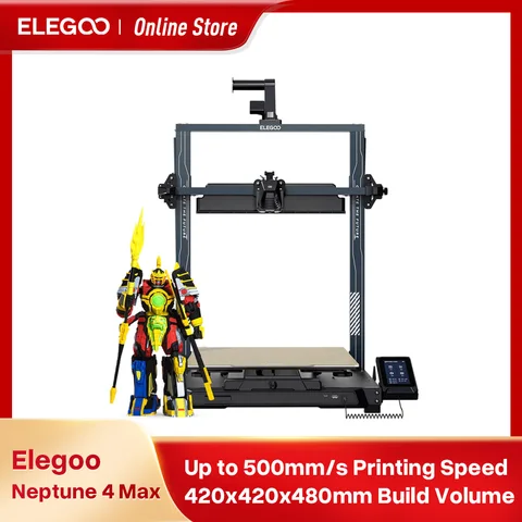 ELEGOO NEPTUNE 4 MAX FDM 3D-принтер с скоростью печати до 500 мм/с, высокоскоростная материнская плата Klipper, объем сборки 420x420x480 мм