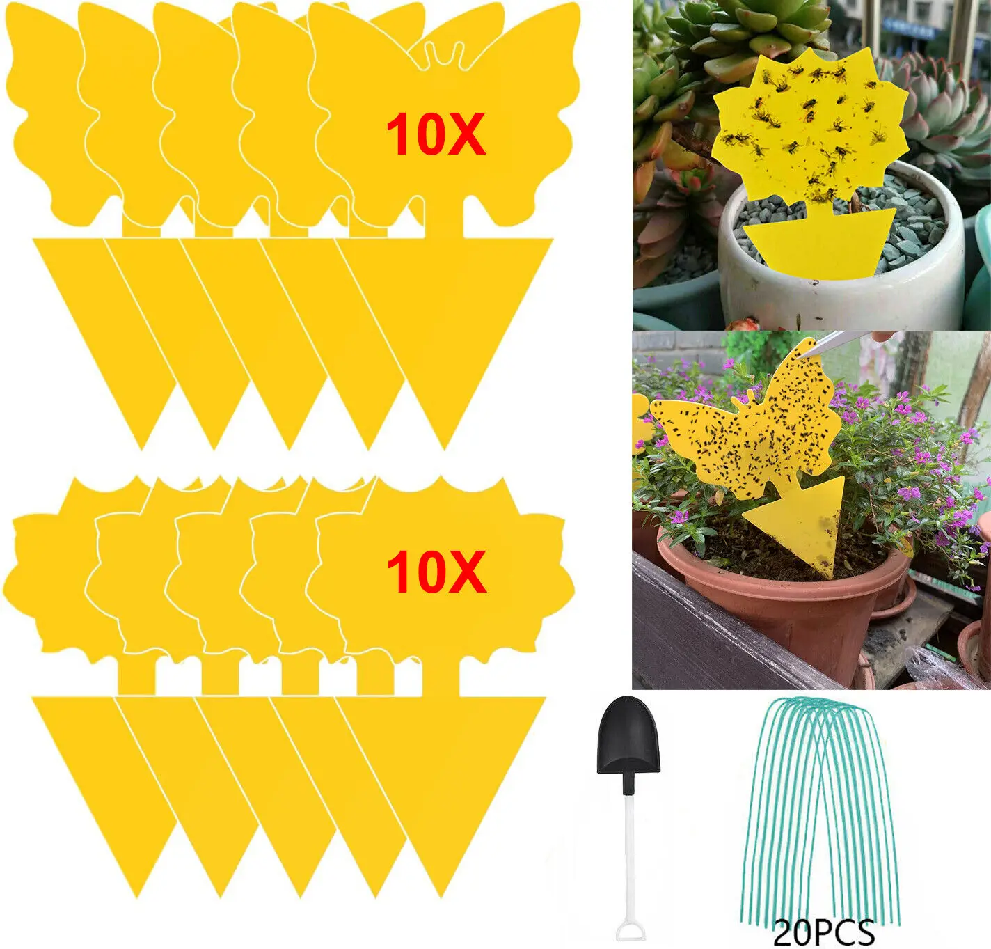 41Pc Yellow Double-sided Strong Flycatcher Sticker Insect Aphids Catcher Bug Insect Trap Plate Pest Trap Garden Plant Protection