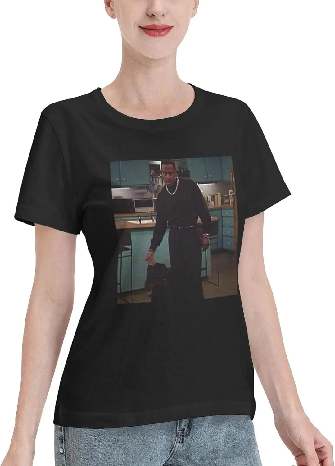 Женская хлопковая футболка с коротким рукавом и круглым вырезом