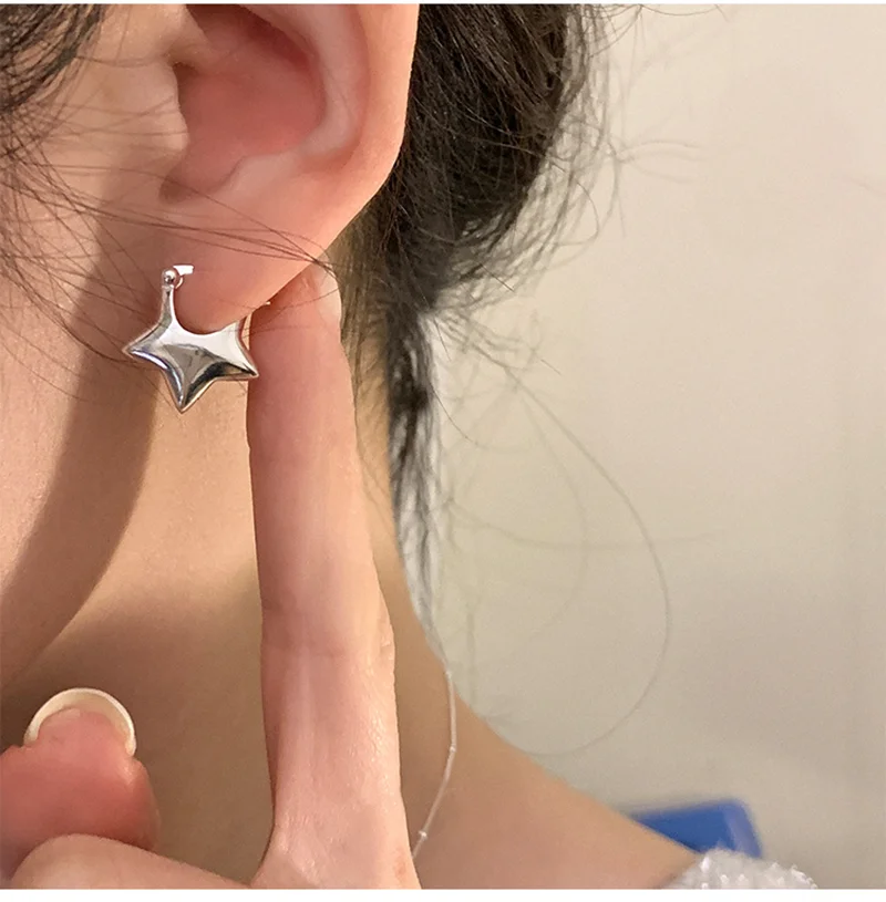 

Pentagram Earrings Trendy Design Simple Star Stud Earrings for Women Girls Jewelry Girls' Accessories Silver Needle Earrings