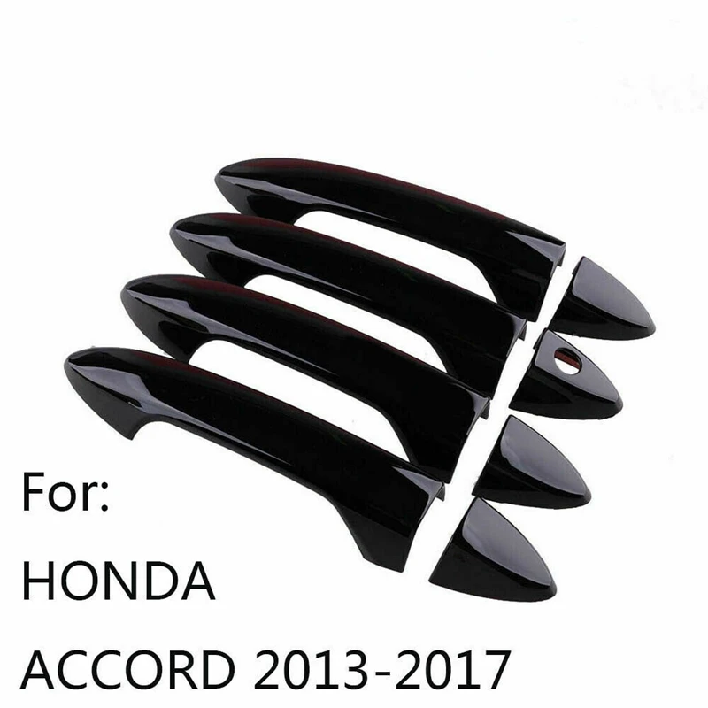 

Наклейка для боковой дверной ручки автомобиля для Honda Accord 9th 2013 2014 2015 2016 2017, глянцевая черная/углеродная, аксессуары для тюнинга автомобиля