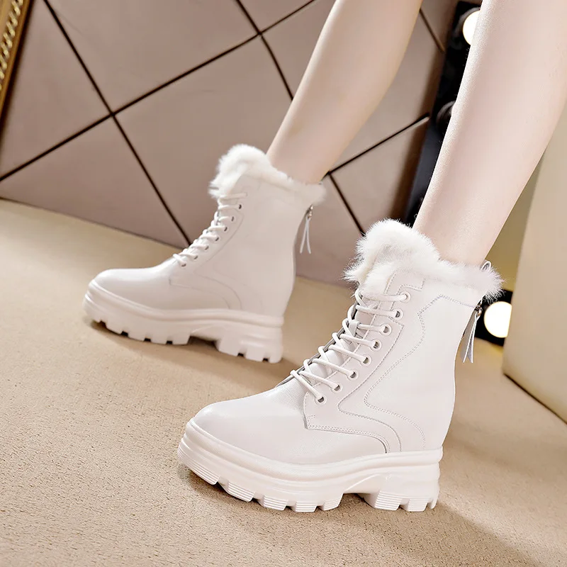 Koovan Women's Boots 2023 New Ankle Boots Female Increased Heel Winter Warm Short Boots Cotton Joker Women's Shoes For Girls