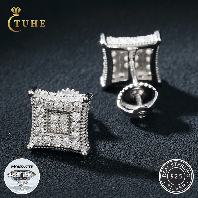 

Женские серьги-гвоздики из серебра 925 пробы с мусанитом