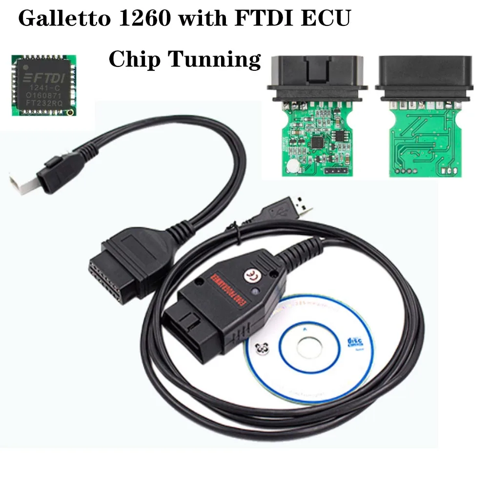 Новый ECU-кабель Galletto 1260 ECU Flasher OBD2 EOBD FTDI FT232RQ инструмент для настройки чипа