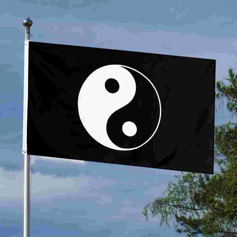 

Yin Yang Banner Flag Decoration Unique Fish Hanging Ornament Religious Tai