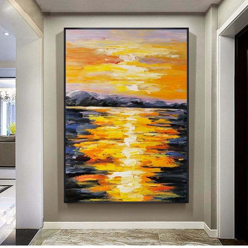 

Handmade Oil Painting Abstract Morning Light Thick Texture Canvas Wall Art Decoration Mural Living Room Bedroom Porch Restaurant