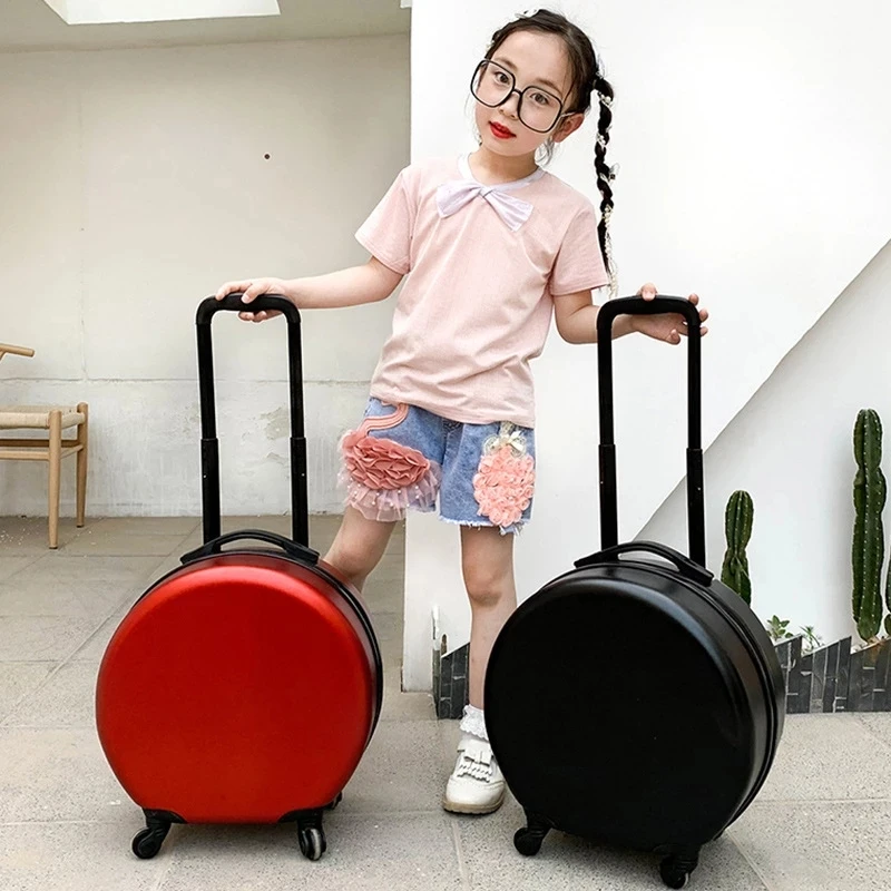 

2DE88-High quality design ABS plastic material circular roller travel box, children's multi-color luggage