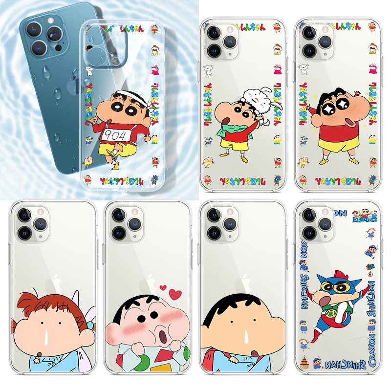 

Cartoon Shin chan Crayon For Apple iPhone 13 12 11 Pro Max Mini XS Max X XR 6S 6 7 8 Plus 5S 5 Transparent Phone Case Cover Capa