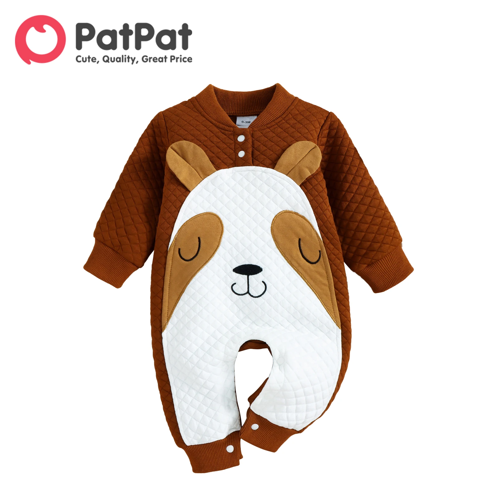 

PatPat Newborn Baby Girl Clothes Boy Overalls Bear Ears Detail Long-sleeve Quilted Jumpsuit