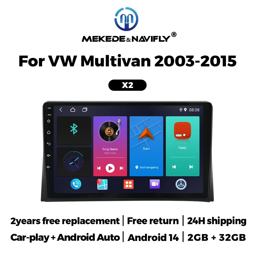 Android 14 все в одном для VW Multivan T5 2003-2015 4-ядерный автомобильный радиоприемник с авто