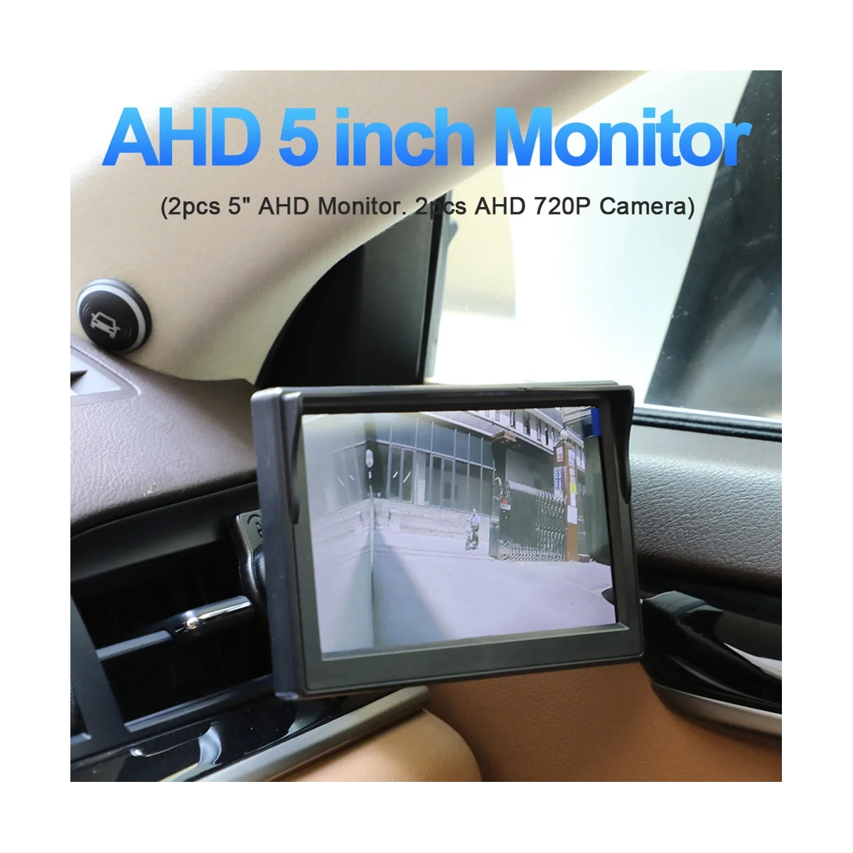 

Car AHD 5 Inch Digital Side View Monitor Mirror System with 2 720P HD Night Vision Side View Cameras Black+White
