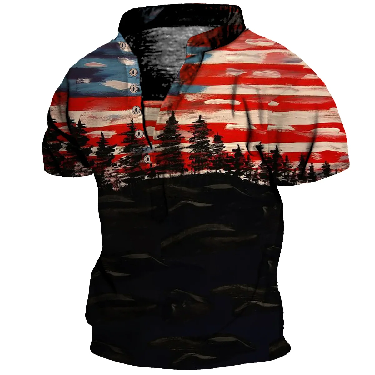2023 Summer Trend T Shirts For Men y2k 3d Print America Independence Day Tops Street Short Sleeves V-neck Sports Pullover Tee