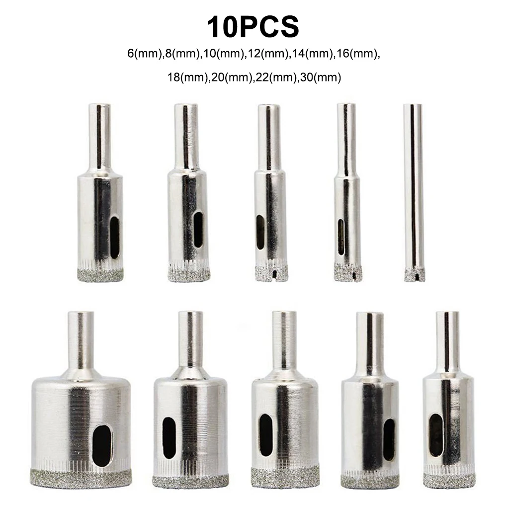 

10Pcs Glass Drill Bits Plating Hole Puncher Stone Portable Drilling Replacement Ceramic Bit Power Tools Hole Saw Drill Bit