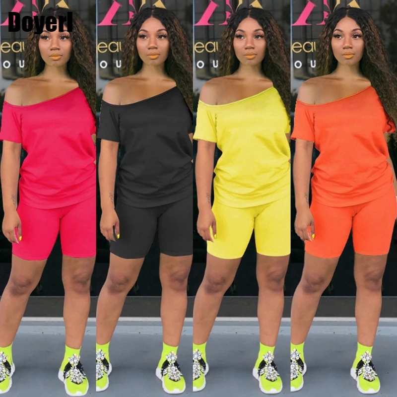 

Fashion 2 Piece Set Women 5xl Summer Two Piece Short Set For Women Tracksuit Casual Lounge Wear Sport Biker Shorts Set 2022