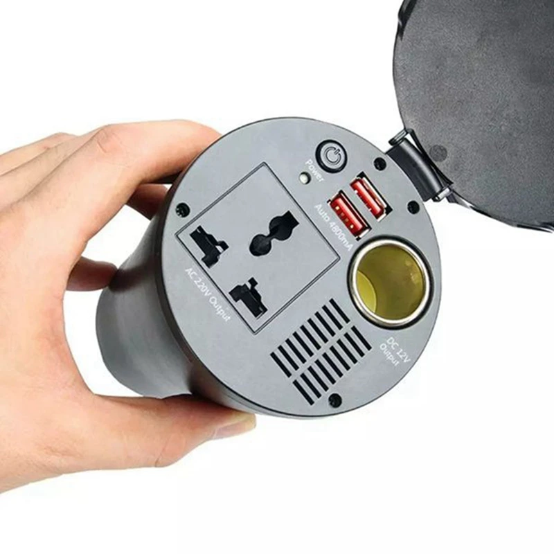 Автомобильный преобразователь напряжения 150 Вт 12 В в 220 подстаканник с розетками