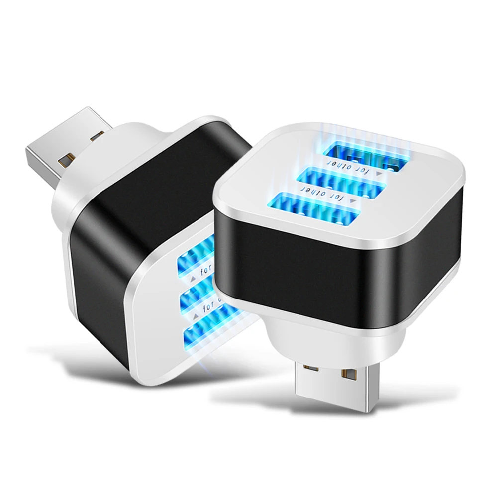 3 Port USB Slots Hub Adaptor USB 3in1 2.0 Multiple USB Interface Input Car USB Extender Auto Electronics Accessories