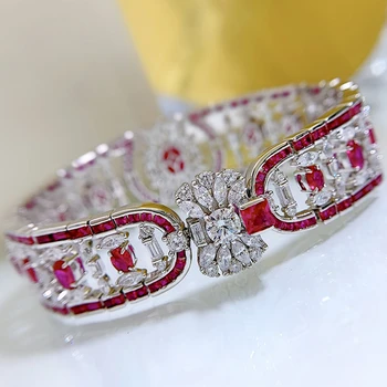 Luxury 925 Sterling Silver - Ruby White Sapphire - Gemstone Bohemia Chain Bracelet 3