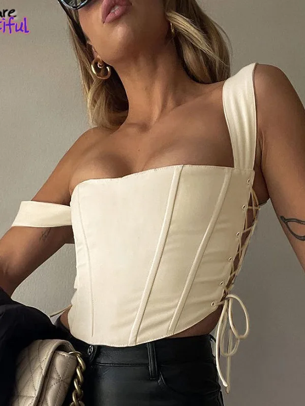 

Пикантная однотонная кофта без рукавов, кокетка на бретельках, корсет на шнуровке, топ с вырезами, бандажный лоскутный облегающий Y2k