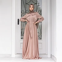muslim fashion hijab satin dress plain eid abaya dubai turkey arabic african maxi dresses for women islam modest clothes kaftan