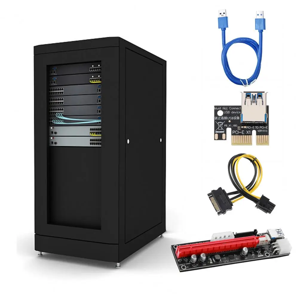 

PCI-E плата-адаптер, профессиональная Плата расширения PCI-E с защитой от помех, PCI-E Express, 1X до 16X, 6-контактная карта преобразователя Райзера