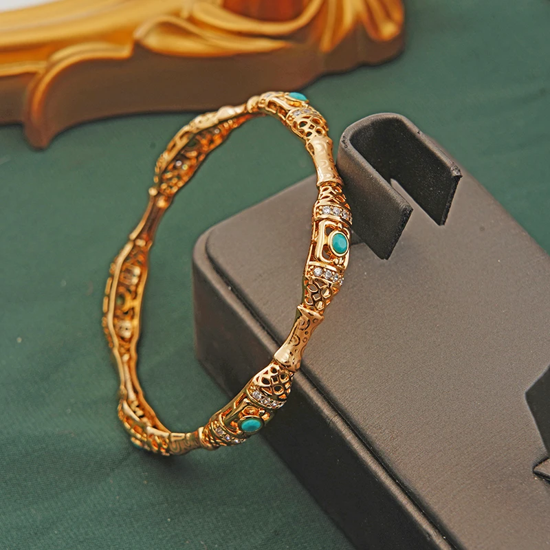 

Arabian Dubai Wedding Bridal Bracelet Robe Cuff Bracelet Copper Material Gold Plated Bracelet Female Birthday Party Gift