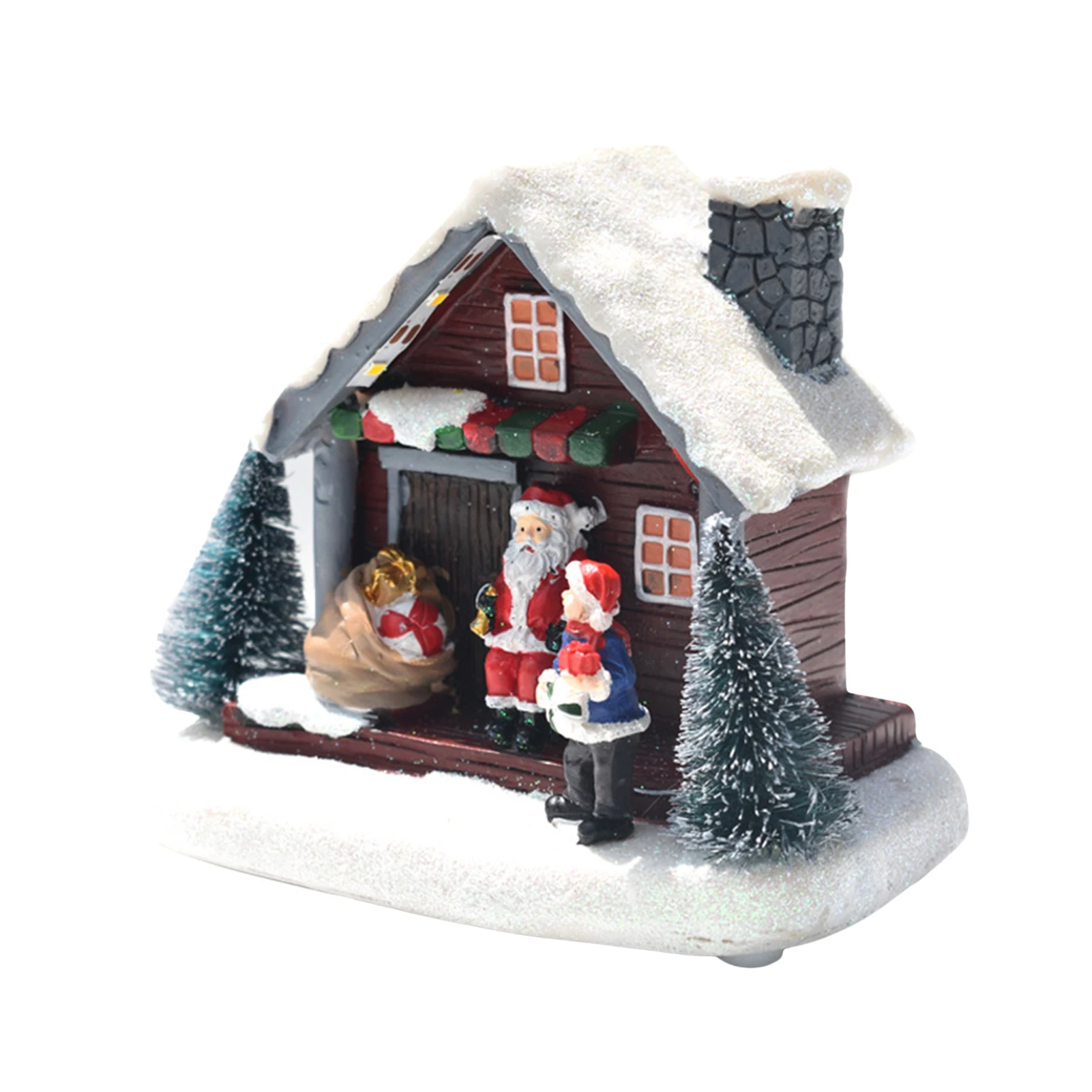 

Resin Christmas Village House Snow Scene House With LED Christmas Figurines Accessories Village Collection Holiday Decoration