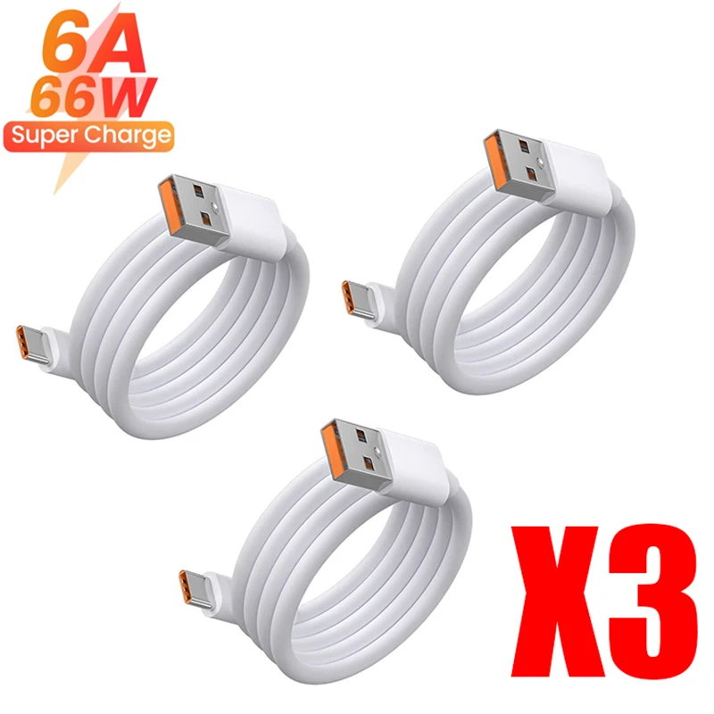 

Кабель Usb C для быстрой зарядки телефона Xiaomi Mi 12 Redmi POCO Huawei, 3 шт./лот 6A