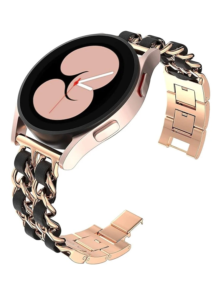 

Ремешок для Samsung Galaxy Watch 4/5/6/classic/Pro, кожаный + металлический браслет с металлическими звеньями для HUAWEI GT 2e 3 4, 20 мм 22 мм