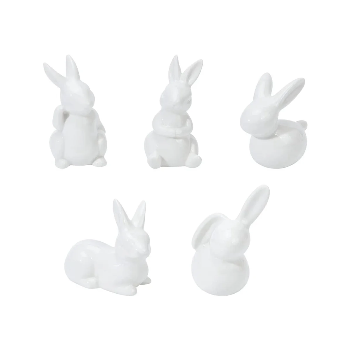 

5Pcs Ceramic Bunny Rabbit Ceramic Bunny Figurine Easter Decoration for Porcelain Modern Art Home Decor Weddings Crafts