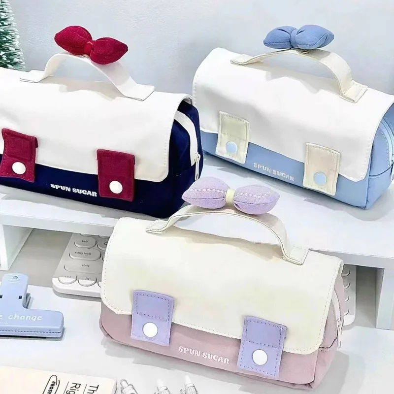 

European Style Pencil Case Lovely Sweet Pricess Bow Pencil Bag Creative High Capacity Canvas Stationery Storage Bag Student