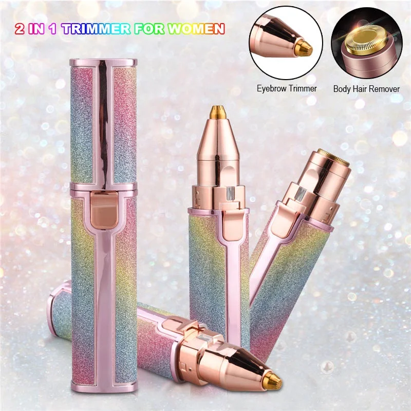 

2In1 Electric Eyebrow Trimmer Body Hair Removal Epilator Makeup Painless Eye Brow Mini Shaver Razors for Women Nose Hair Shaver