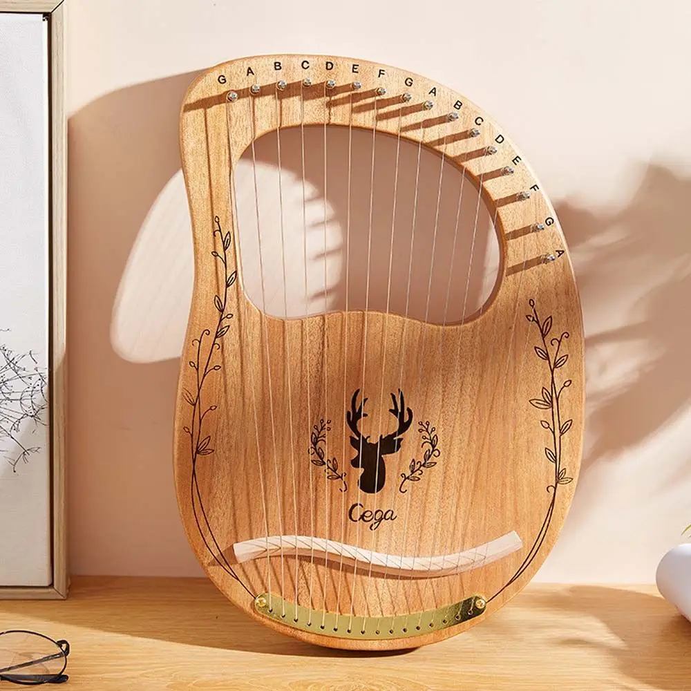 

with Tuning Tool Wooden Beginners Lyre Harp Mahogany 16 Strings Lyre Harp Musical Instrument Plate Lyar Stringed Instrument