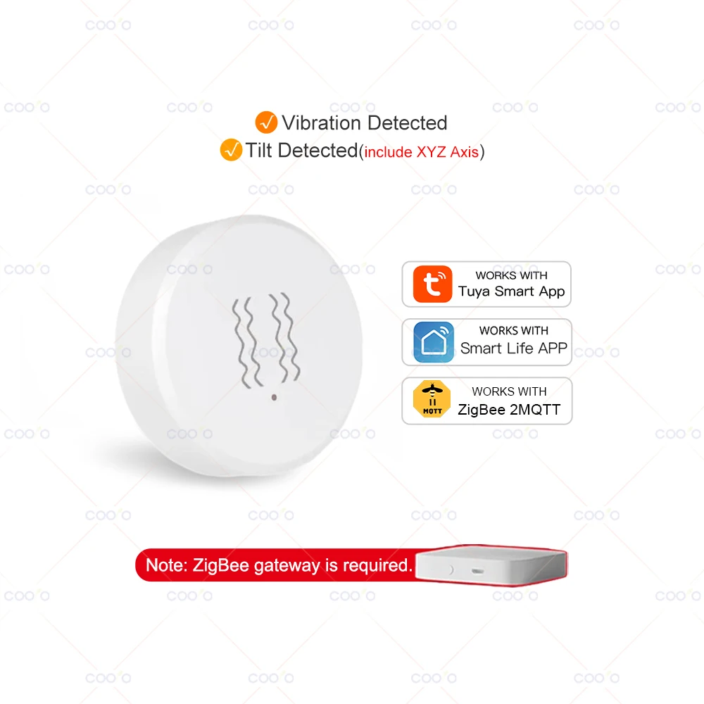 

Датчик вибрации Tuya Zigbee с осями XYZ