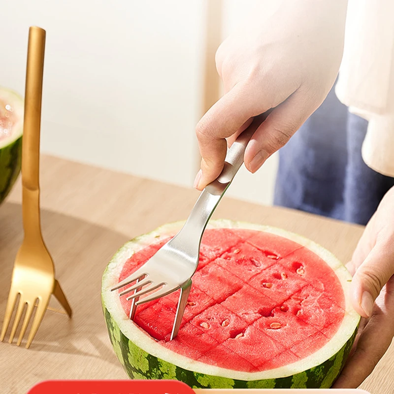 

Портативная вилка из нержавеющей стали для нарезки арбуза, нож для нарезки фруктов, Бытовая Кухня, многофункциональные аксессуары для кухни