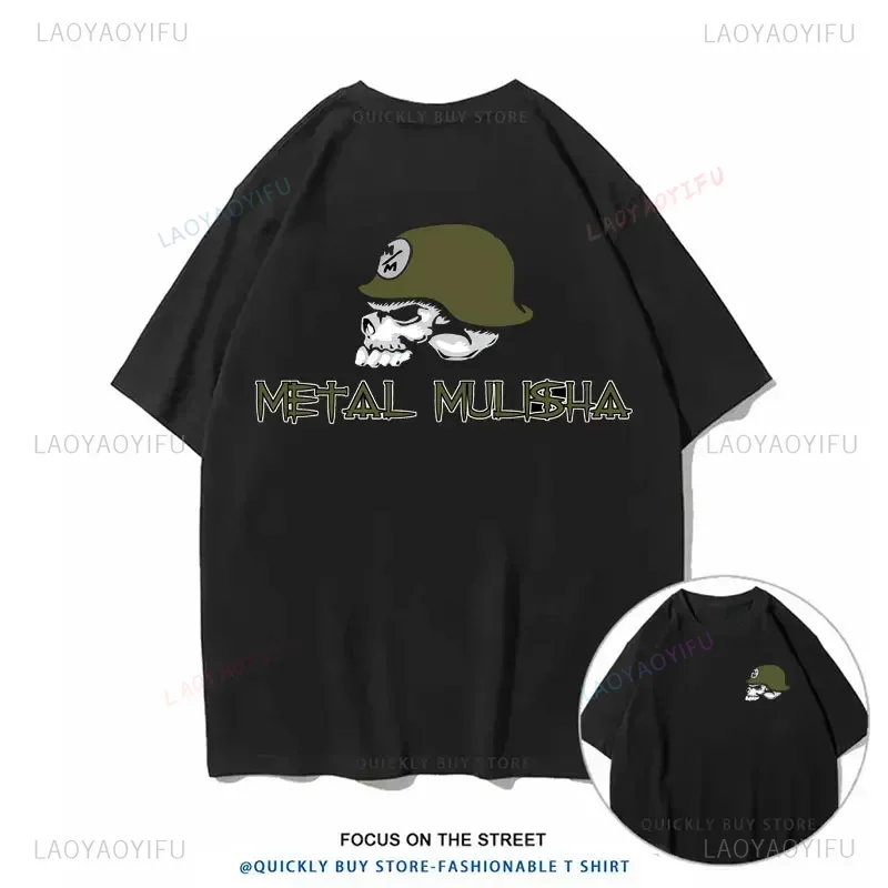 Металлические футболки с рисунком черепа Mulisha Y2k топы высокого качества из