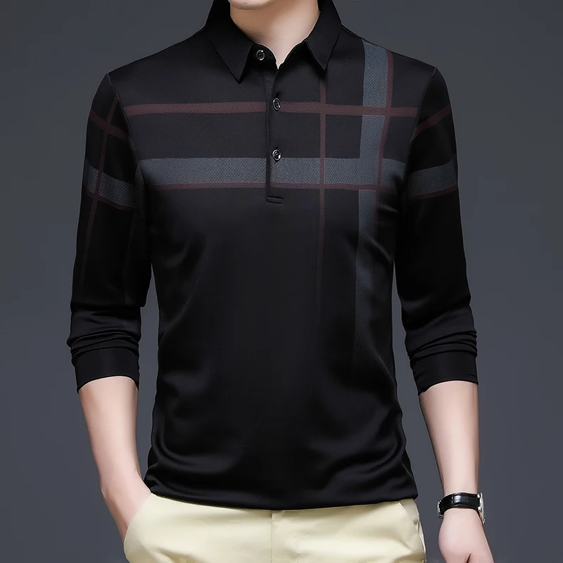 

CASUMANL Brand Men T-Shirt New Turn-Down Collar Fashion Slim Fit Clothes Male Smart Casual Long Sleeve Daily Work Men Clothing
