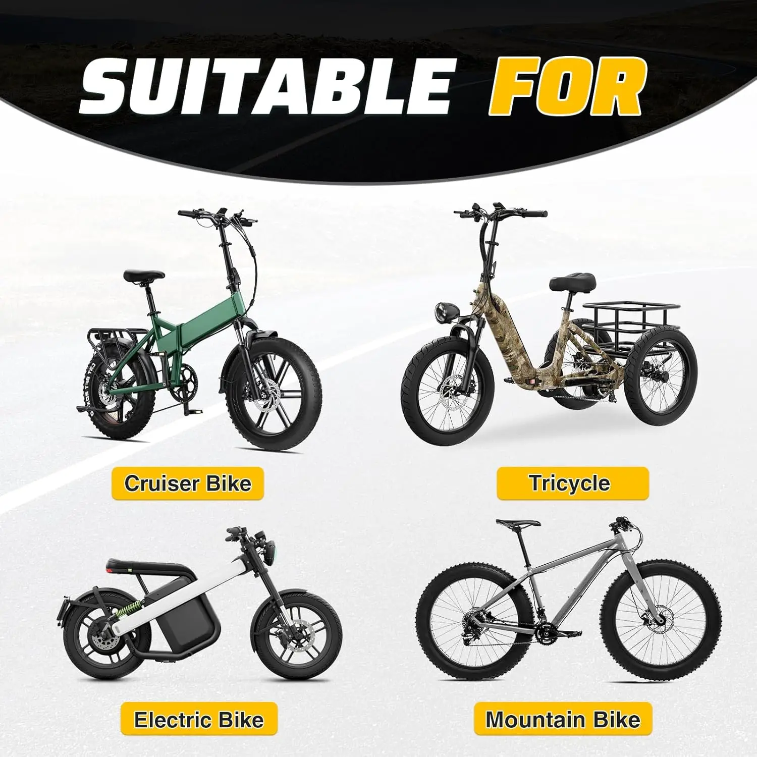 Фото ZUKKA 26x4 E-Bike Fat Tire, высокопроизводительная 26-дюймовая шина для MTB и электровелосипедов, прочная вседорожная рисунок протектора для любых типов местности №4