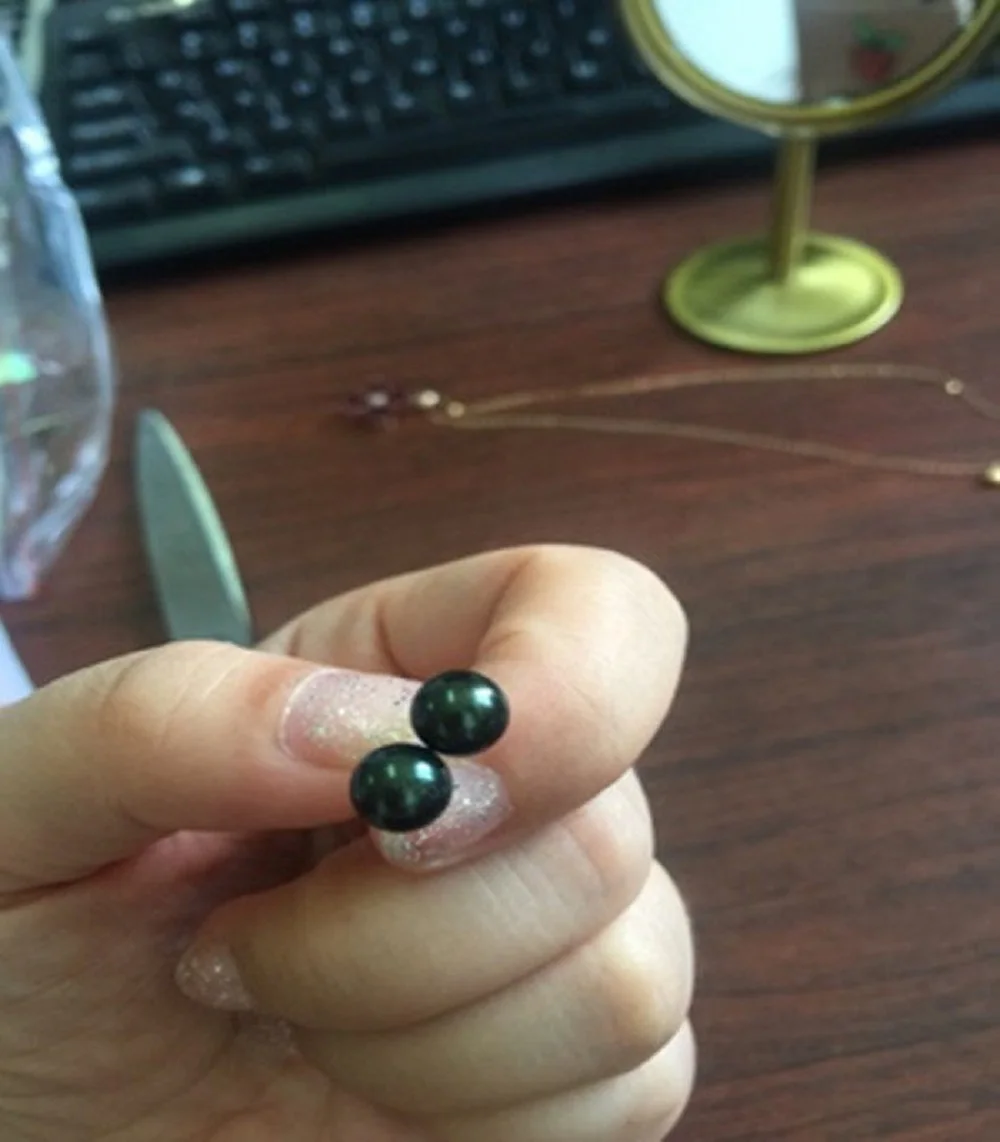 Фото Серьги из натурального черного таитянского жемчуга 925s/925s+ с жемчугом AAAA 8-9 мм/9-10 мм/10-11 мм №1