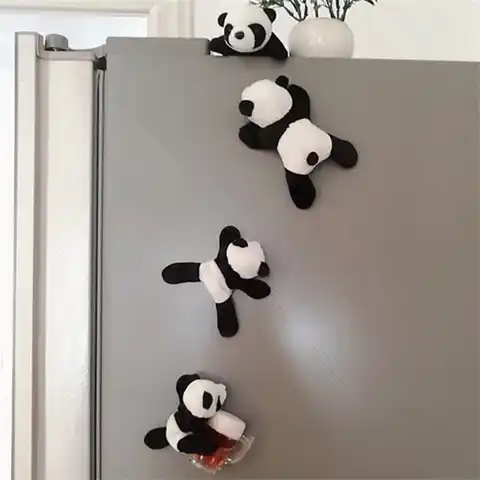 Милая панда, мягкая плюшевая панда, холодильник, сильная фотография, домашний декор, сувенирные кухонные аксессуары, домашний декор