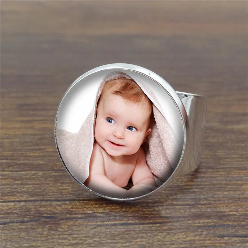 Custom Glass  Ring Handmade DIY Photo of Your Baby Child Mom Dad Grandparent Loved One Gift for Family Gifts
