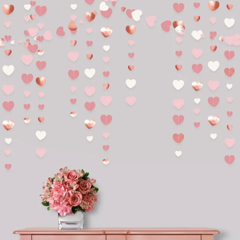 Розовое золото пыльно-розовое сердце гирлянда бумажный стример для свадеб