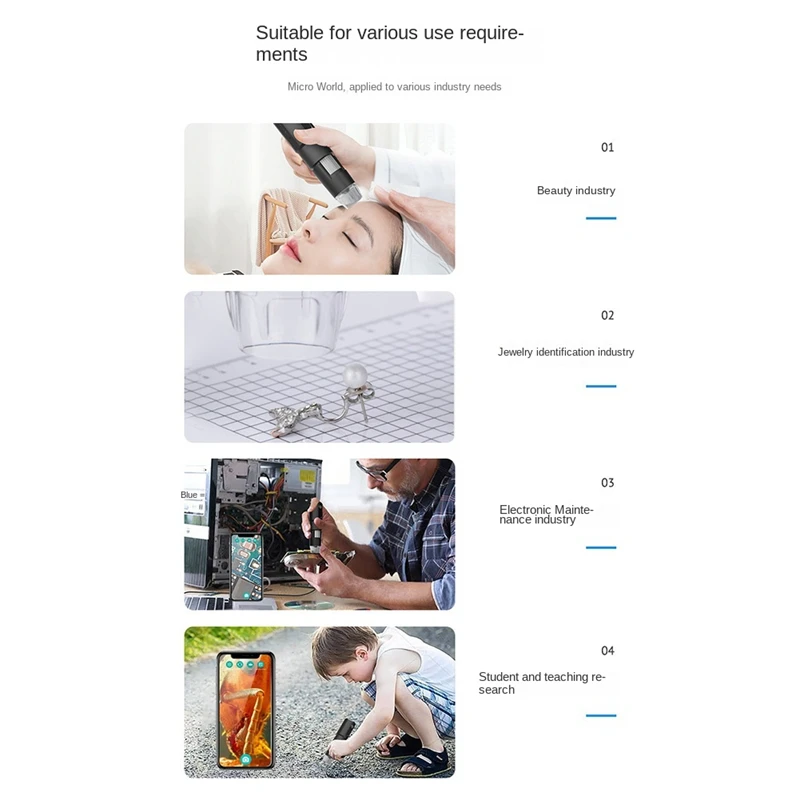 Цифровой USB-микроскоп с увеличением от 50X до 1000X эндоскоп металлической