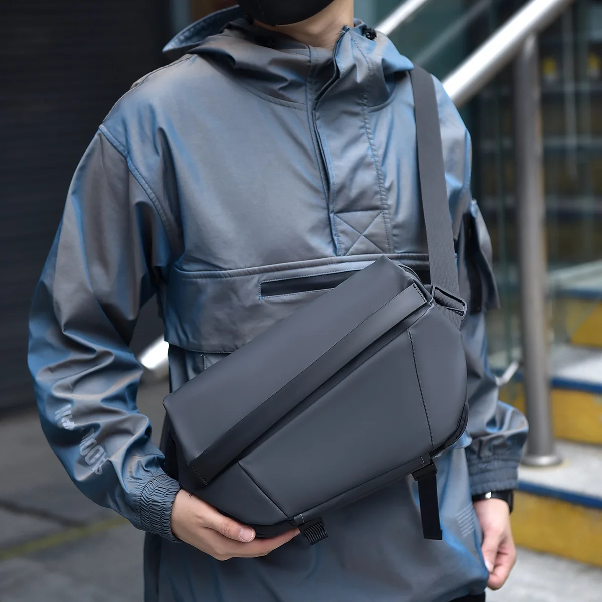 Нагрудная сумка из ПУ кожи для осени и зимы Мужская модная Функциональная через